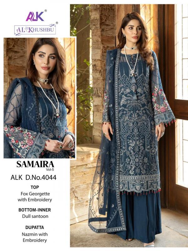 Alk Khushbu Samaira Vol 5 Styles Georgette Designer Embroidery Pakistani Suit Collection